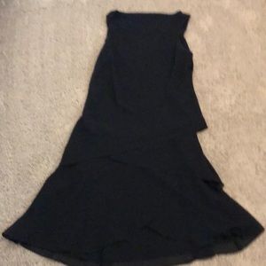 Black tiered dress knee length, excellent condition.